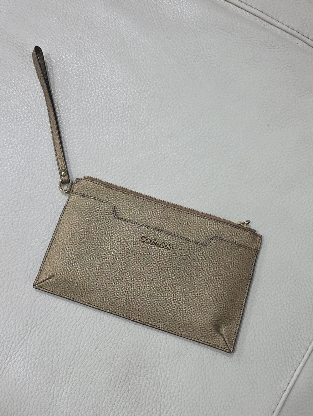 Calvin Klein Metallic Gold Wristlet Clutch